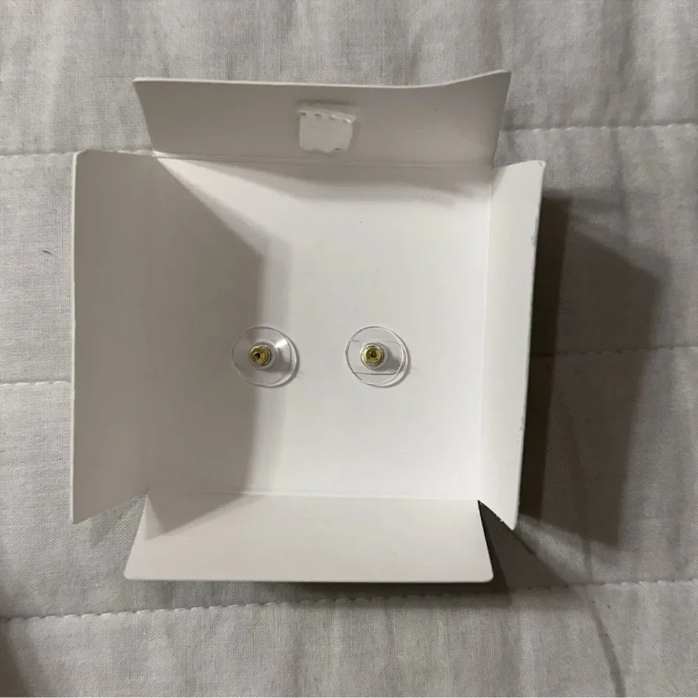 kate spade Boxed Black Brass Tone Round Cubic Zirconia Stud Earrings